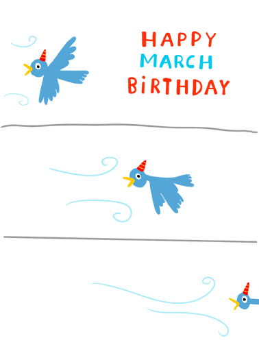 March Birthday Bird  Card Cover