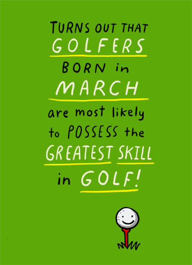 March Golfer March Birthday Card Cover