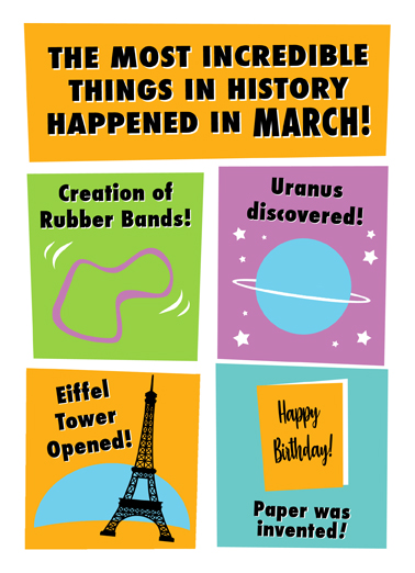 March History Birthday Card Cover