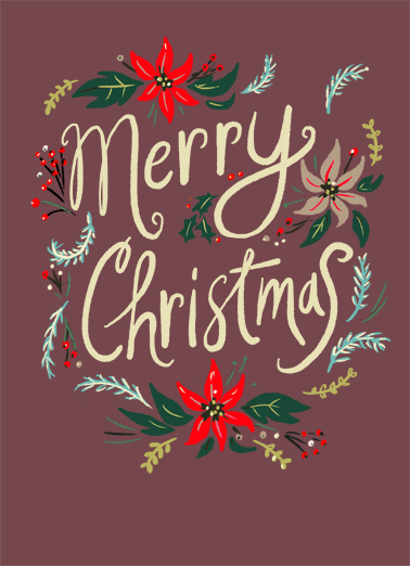 Merry Christmas Floral Christmas Ecard Cover