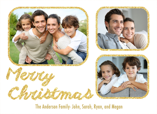 Fun Add Your Photo Christmas Cards and Flats Merry Christmas and Happy New Year add photo white gold dust winter 