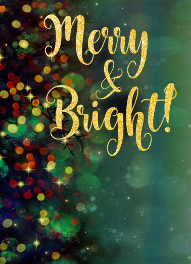 Merry and Bright Glitter Lettering Ecard Cover