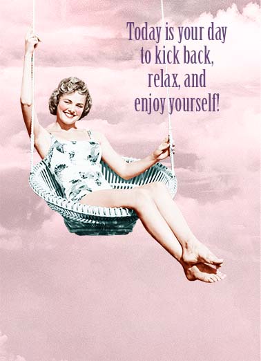 Mom in Swing Vintage Ecard Cover