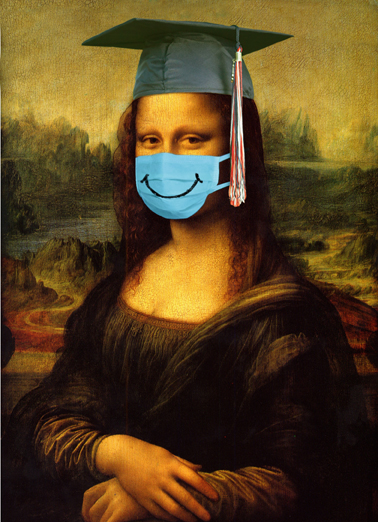 Mona Lisa Mask Grad Graduation Ecard Cover