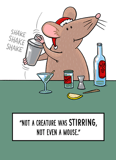 Mouse Not Stirring - Funny Christmas Card to personalize and send.