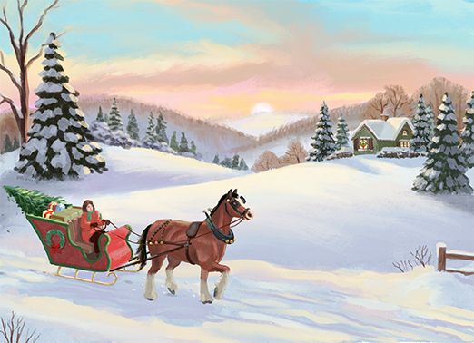 Moving Sleigh Christmas Ecard Cover