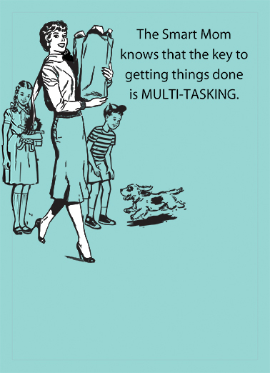 Multitasking Vintage Ecard Cover