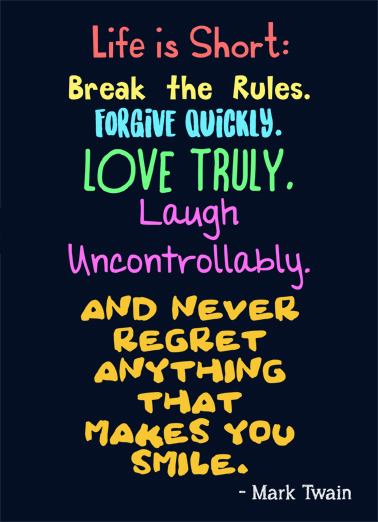Never Regret Inspirational Card Cover
