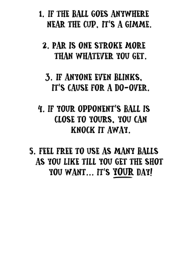 New Golf Rules (Retire) 5x7 greeting Card Inside