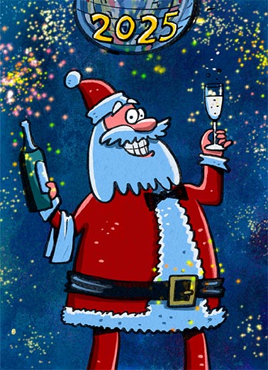 New Year Santa - Funny Christmas Card to personalize and send.