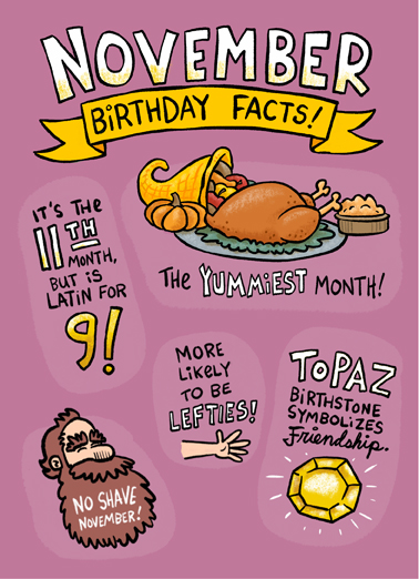 November Facts Fall Birthday Ecard Cover