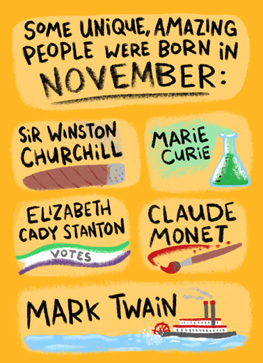 November People November Birthday Card Cover