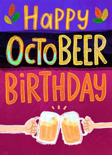 OctoBEER October Birthday Card Cover