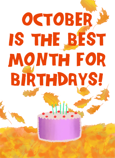 October Best Month Fall Birthday Card Cover