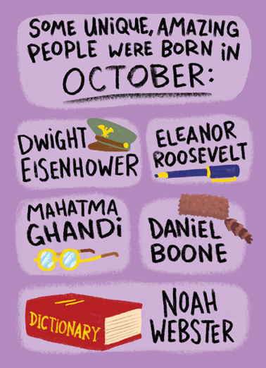 October Birthday People October Birthday Card Cover