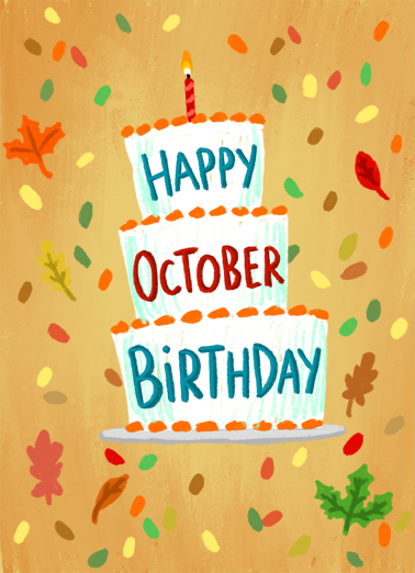 October Birthday Fall Birthday Card Cover