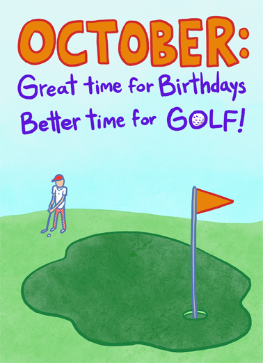 October Golfday October Birthday Ecard Cover