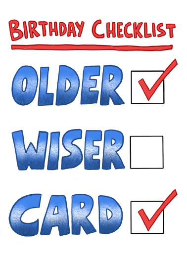 Older Wiser Lettering Ecard Cover