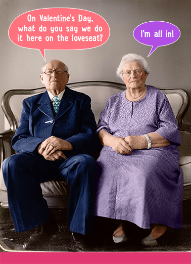 On Loveseat Valentine's Day Card Cover