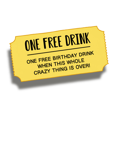 One Free Drink Lettering Ecard Cover