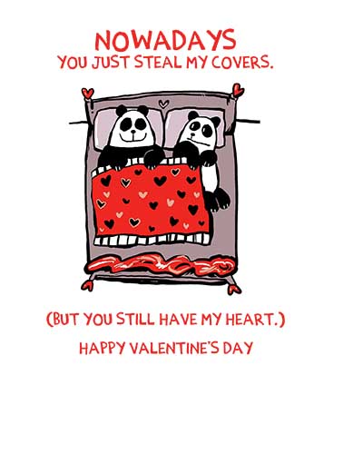 Panda Stole Heart Valentine's Day Card Inside