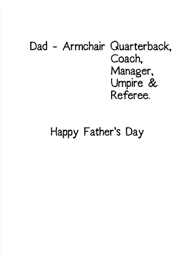 Pass It Father's Day Card Inside