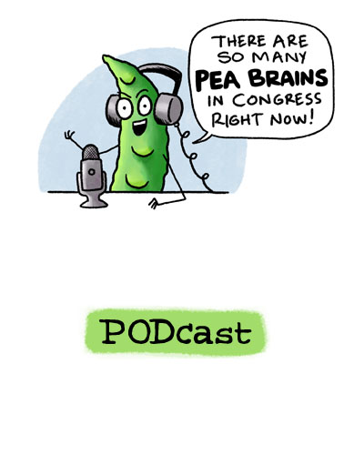Pea Brains Podcast Illustration Ecard Cover