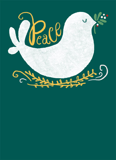 Peace Dove Green Christmas Ecard Cover