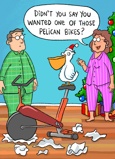 Pelican Bike XMAS Cute Animals Ecard Cover