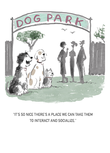 People Dog Park Birthday Card Cover