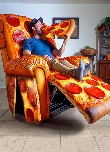 Pizza Recliner Birthday Card Cover