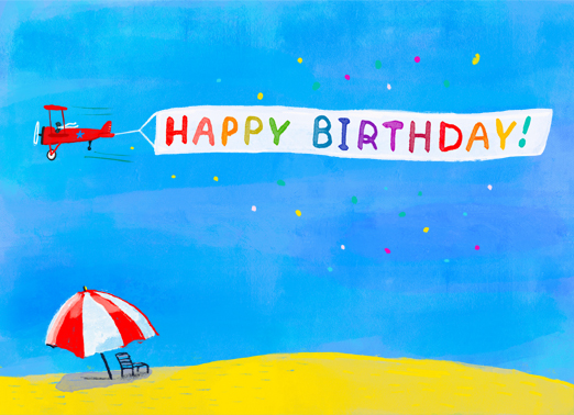 Plane Banner Birthday Ecard Cover