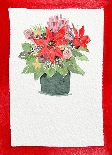 Poinsettia Bouquet Christmas Card Cover