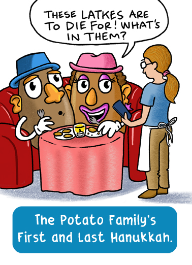 Potato Family Latkes Hanukkah Card Cover