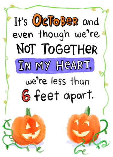 Pumpkin 6 Feet October Birthday Card Cover