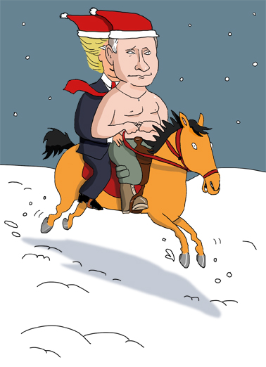 Putin Trump Christmas 5x7 greeting Ecard Cover