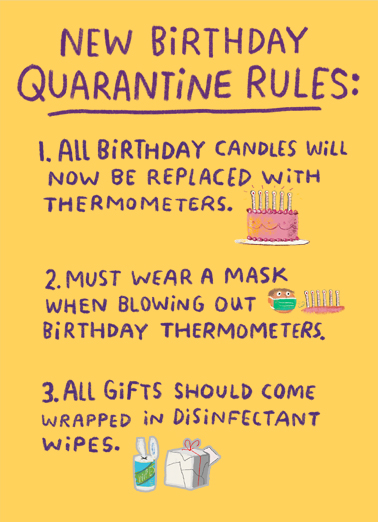 Quarantine Birthday Rules  Ecard Cover