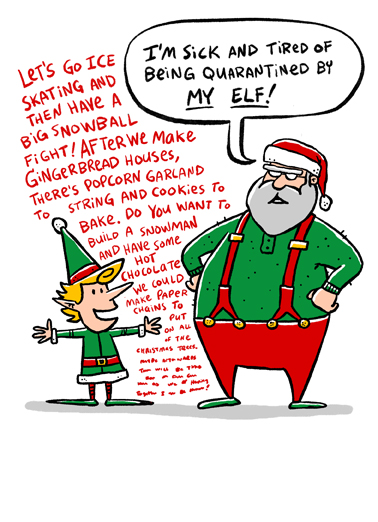 Quarantined Elf Santa Ecard Cover