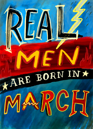 Real Men March March Birthday Card Cover