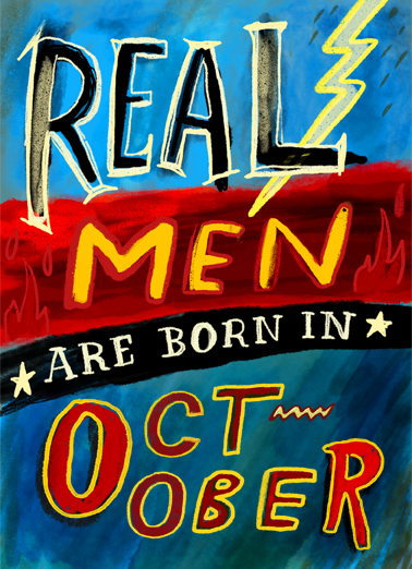 Real Men October Fall Birthday Card Cover