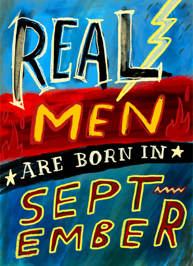 Real Men September September Birthday Card Cover