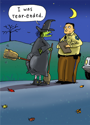 Rear Ended Halloween Card Cover