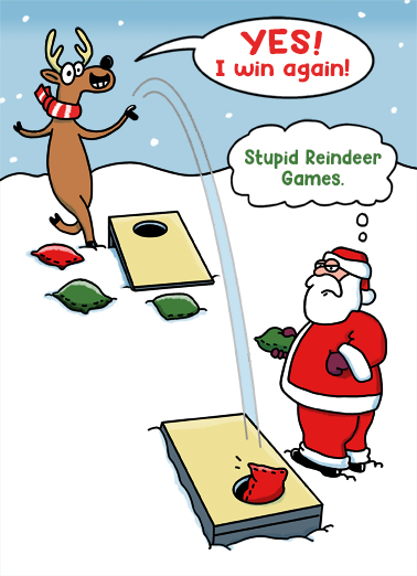 Reindeer Games Christmas Card Cover
