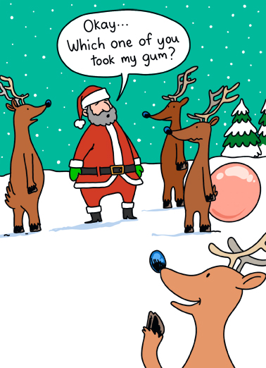 Reindeer Gum Illustration Ecard Cover
