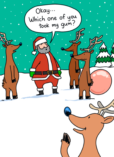 Reindeer Gum Christmas Ecard Cover