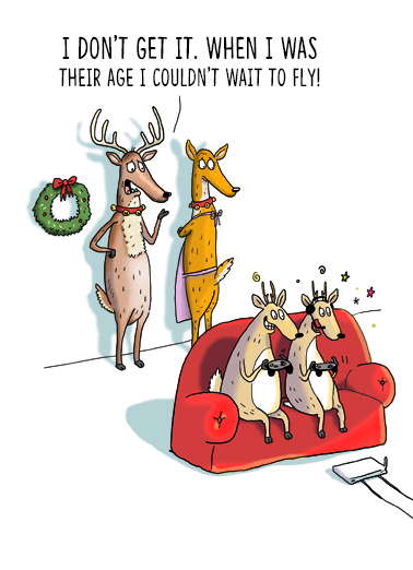 Reindeer Kids Christmas Card Cover