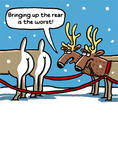 Reindeer Rears Christmas Card Cover