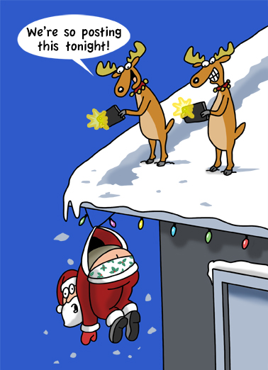 Reindeer Santa Fall Christmas Card Cover