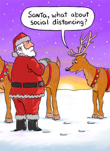 Reindeer Social Distance Christmas Ecard Cover