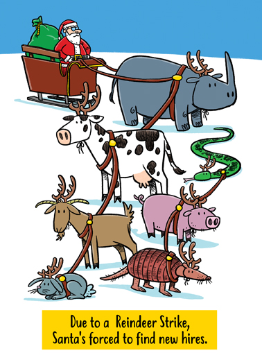 Reindeer Strike - Funny Christmas Card to personalize and send.